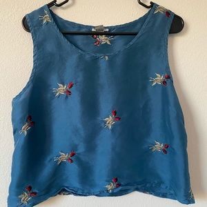 Blue silk Crop Top